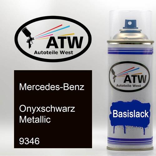 Mercedes-Benz, Onyxschwarz Metallic, 9346: 400ml Sprühdose, von ATW Autoteile West.